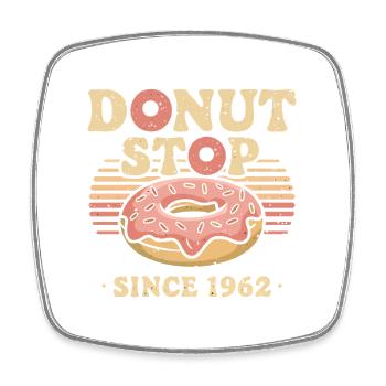 Donut Stop – Boulangerie vintage - Magnet carré - blanc - Devant