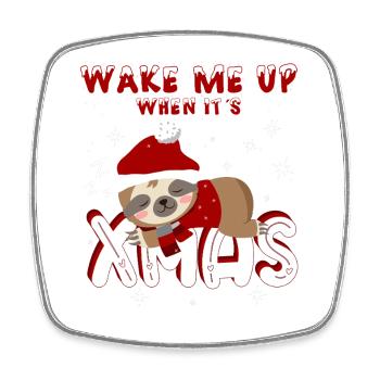Faultier – Wake Me Up When It’s Xmas - Viereckiger Kühlschrankmagnet - Weiß - Vorne