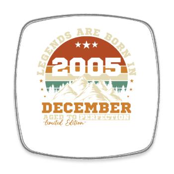 December 2005 Vintage Retro Birthday Gift - Square fridge magnet - white - Front