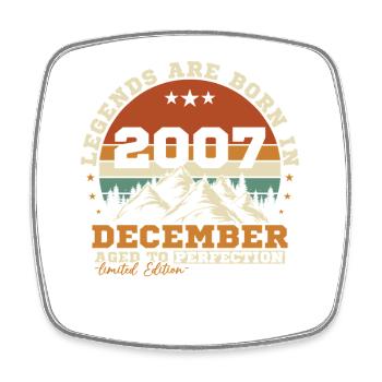 December 2007 Vintage Retro Birthday Gift - Square fridge magnet - white - Front
