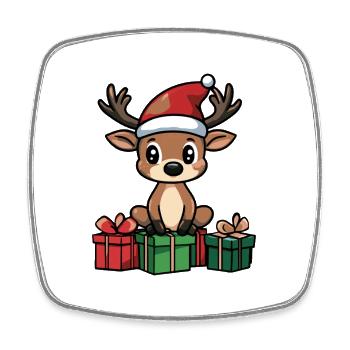 Hirsch Weihnachten Geschenke - Viereckiger Kühlschrankmagnet - Weiß - Vorne