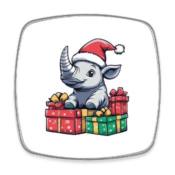 Cadeaux de Noël Rhino - Magnet carré - blanc - Devant