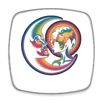 Moon and Earth – Cosmic Love - Square fridge magnet - white - Front