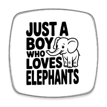 Juste un garçon qui aime les éléphants - Magnet carré - blanc - Devant