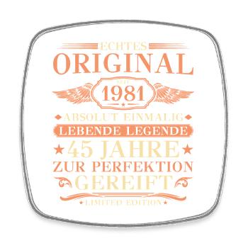 1981 Vintage Absolutely Unique 45th Birthday - Square fridge magnet - white - Front