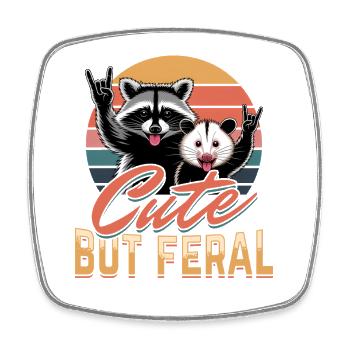 Funny Opossum and Raccoon - Viereckiger Kühlschrankmagnet - Weiß - Vorne