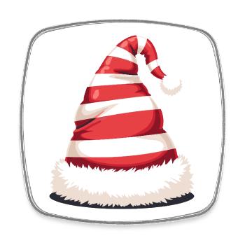Candy Stripe Santa Hat - Viereckiger Kühlschrankmagnet - Weiß - Vorne