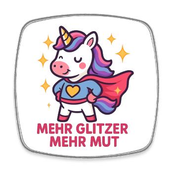 Glitzer Mut Einhorn Shirt, Mehr Glitzer Mut - Viereckiger Kühlschrankmagnet - Weiß - Vorne