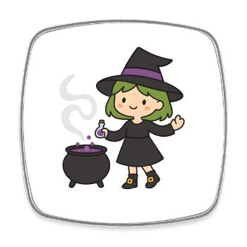 Kawaii Witch with Potion Design - Square fridge magnet - white - Front