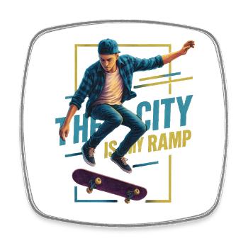 Urban Skate Action Neonstreet Style Design - Viereckiger Kühlschrankmagnet - Weiß - Vorne