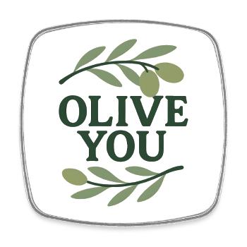 Olive You – Lustiges Oliven Zweig Design - Viereckiger Kühlschrankmagnet - Weiß - Vorne