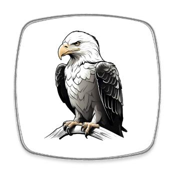 Portrait d’aigle puissant - Magnet carré - blanc - Devant