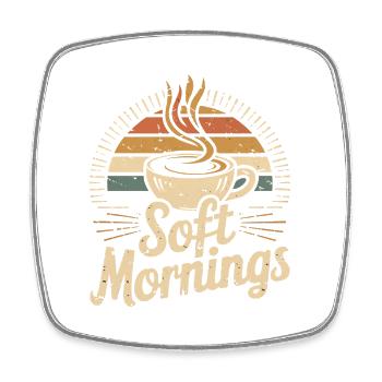 Soft Mornings – Vintage Morning Coffee - Square fridge magnet - white - Front