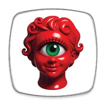 CYCLOP GIRL – nette Leute - Viereckiger Kühlschrankmagnet - Weiß - Vorne