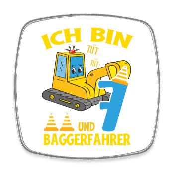 Geburtstag Bagger 7 Jahre Bagger Party Geschenk - Viereckiger Kühlschrankmagnet - Weiß - Vorne