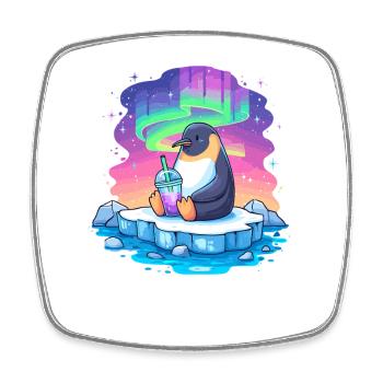 Pingouin au Northern Lights Drink - Magnet carré - blanc - Devant