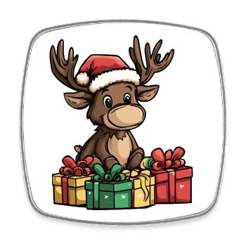 Elch Weihnachten Geschenke - Viereckiger Kühlschrankmagnet - Weiß - Vorne