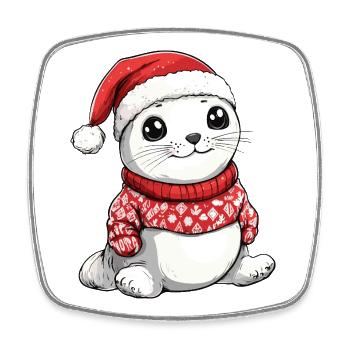 Robbe Tier Weihnachten Xmas - Viereckiger Kühlschrankmagnet - Weiß - Vorne