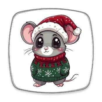 Maus Weihnachten Xmas - Viereckiger Kühlschrankmagnet - Weiß - Vorne