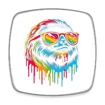 Sloth Sloth Art Lazy Sloth Fan - Square fridge magnet - white - Front