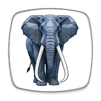 Geometric Blue Elephant - Square fridge magnet - white - Front