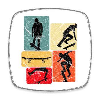 Skateboard Silhouettes Collage - Square fridge magnet - white - Front