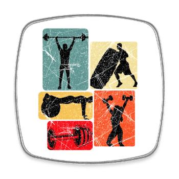 Power blocks: Fitness silhouettes - Square fridge magnet - white - Front
