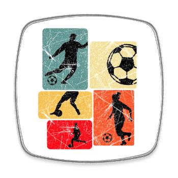 Retro Silhouette Fußball Muster - Viereckiger Kühlschrankmagnet - Weiß - Vorne