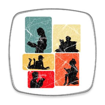 Lecture des silhouettes dans le design de blocs de couleur - Magnet carré - blanc - Devant