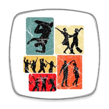 Tanzsilhouetten im Retro-Block - Viereckiger Kühlschrankmagnet - Weiß - Vorne