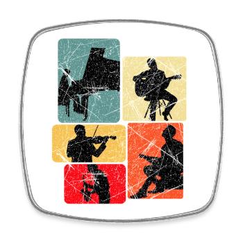 Musik Silhouetten Collage - Viereckiger Kühlschrankmagnet - Weiß - Vorne