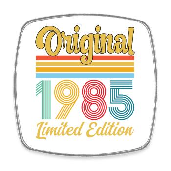 Geburtstagsgeschenk 1985 Originales Vintage-Retro-Geschenk - Viereckiger Kühlschrankmagnet - Weiß - Vorne