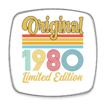 Anniversaire 1980 Original Vintage Rétro Cadeau - Magnet carré - blanc - Devant