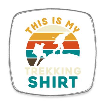 Trekkingshirt mit Sunset Silhouetten - Viereckiger Kühlschrankmagnet - Weiß - Vorne
