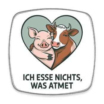 Ich Esse Nichts Was Atmet Herz Motiv Tierliebe - Viereckiger Kühlschrankmagnet - Weiß - Vorne