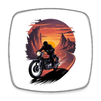 Motard avant le coucher du soleil en mode ouvert - Magnet carré - blanc - Devant