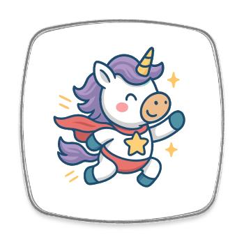 Petit héros licorne, parti à l’aventure - Magnet carré - blanc - Devant