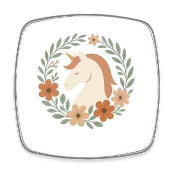 Boho Einhorn Blütenkranz, Sanfte Träume - Viereckiger Kühlschrankmagnet - Weiß - Vorne