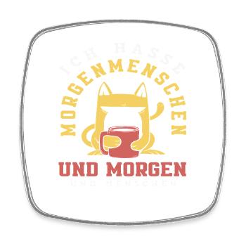 Ich hasse Morgenmenschen Kaffee Katze - Viereckiger Kühlschrankmagnet - Weiß - Vorne