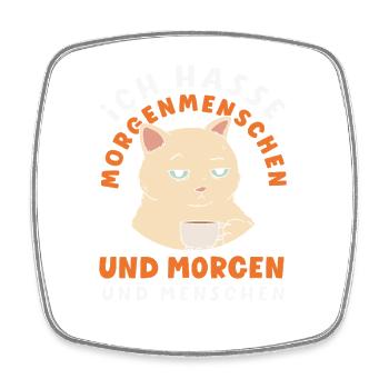 Ich hasse Morgenmenschen Kaffee Katze - Viereckiger Kühlschrankmagnet - Weiß - Vorne