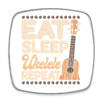 Hawaiian Ukulele Uke Eat Sleep - Square fridge magnet - white - Front