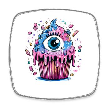 Auge im Neon Cupcake Farbexplosion - Viereckiger Kühlschrankmagnet - Weiß - Vorne