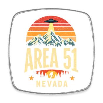 Area 51 Nevada UFO meets Bigfoot - Square fridge magnet - white - Front