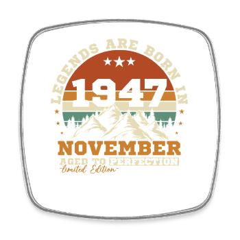 November 1947 Vintage-Retro-Geburtstag - Viereckiger Kühlschrankmagnet - Weiß - Vorne