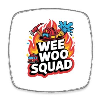Wee Woo Squad Feuerwehr Auto Spass - Viereckiger Kühlschrankmagnet - Weiß - Vorne