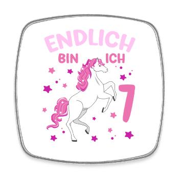 7 Jahre alt Pferd Endlich Bin Ich 7 Mädchen 7. - Square fridge magnet - white - Front