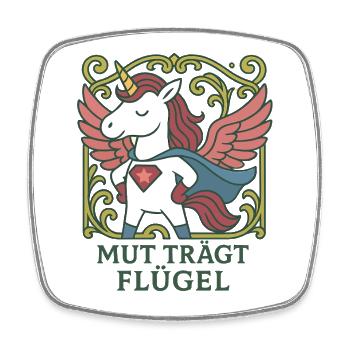 Le courage porte des ailes, un t-shirt de super-héros licorne - Magnet carré - blanc - Devant