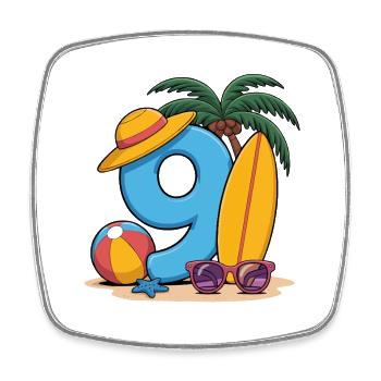 9th Birthday Vacation 9 Years - Square fridge magnet - white - Front
