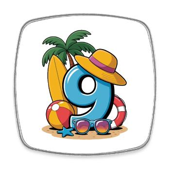 9th Birthday Vacation 9 Years - Square fridge magnet - white - Front