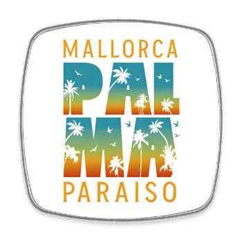 Palma Majorque Paraiso Coucher de soleil palmiers rétro - Magnet carré - blanc - Devant
